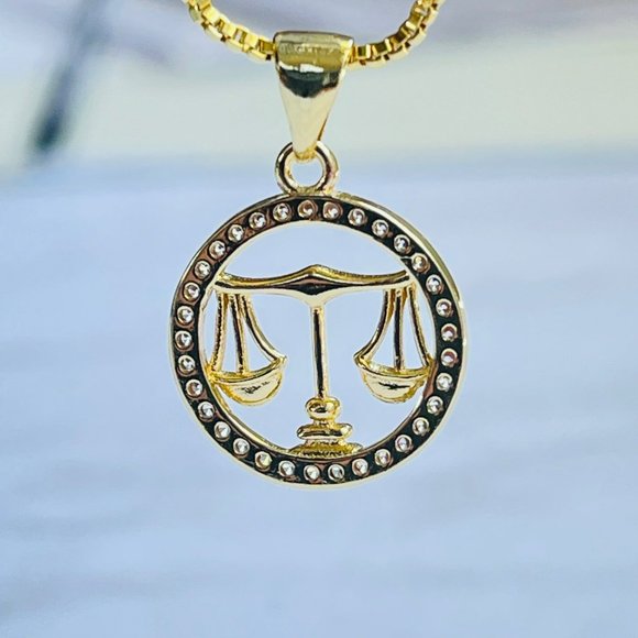 Gold Plated LIBRA Sing Zodiac Horoscope‎ Pendant Necklace - Picture 3 of 6